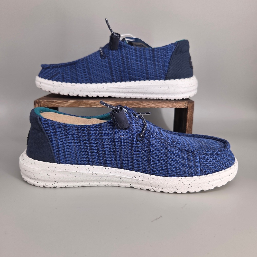 Hey Dude Wendy Sport Mesh Women 5 Navy White Slip On Loafers Lightweight Casual